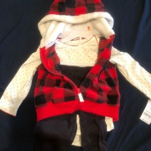 3 pc red plaid outfit